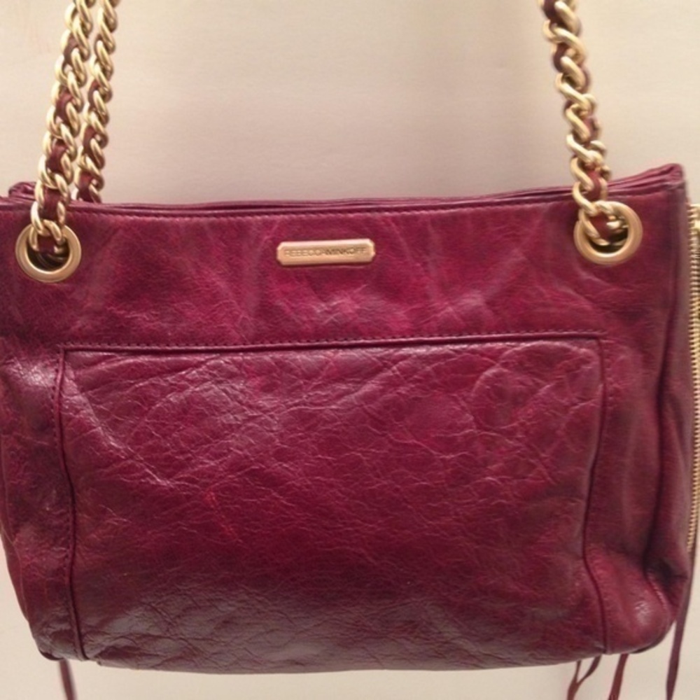 REBECCA MINKOFF BURGANDY WEATHERED HOBO SHOULDER